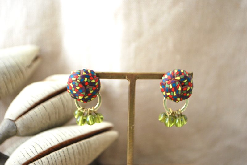 Colorful 2-way earrings, green - ต่างหู - ดินเหนียว สีเขียว