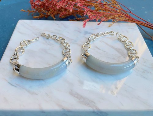 翡翠輕珠寶．新中式飾物  㻩(jade jewelry) 【暮光】天然緬甸翡翠-細糯紫羅925純銀日字鍊手牌