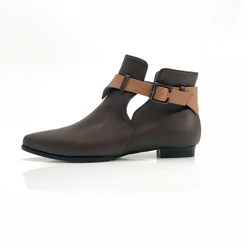 Hope (Brown boots handmade leather shoes) - รองเท้าบูทสั้นผู้หญิง - หนังแท้ สีนำ้ตาล
