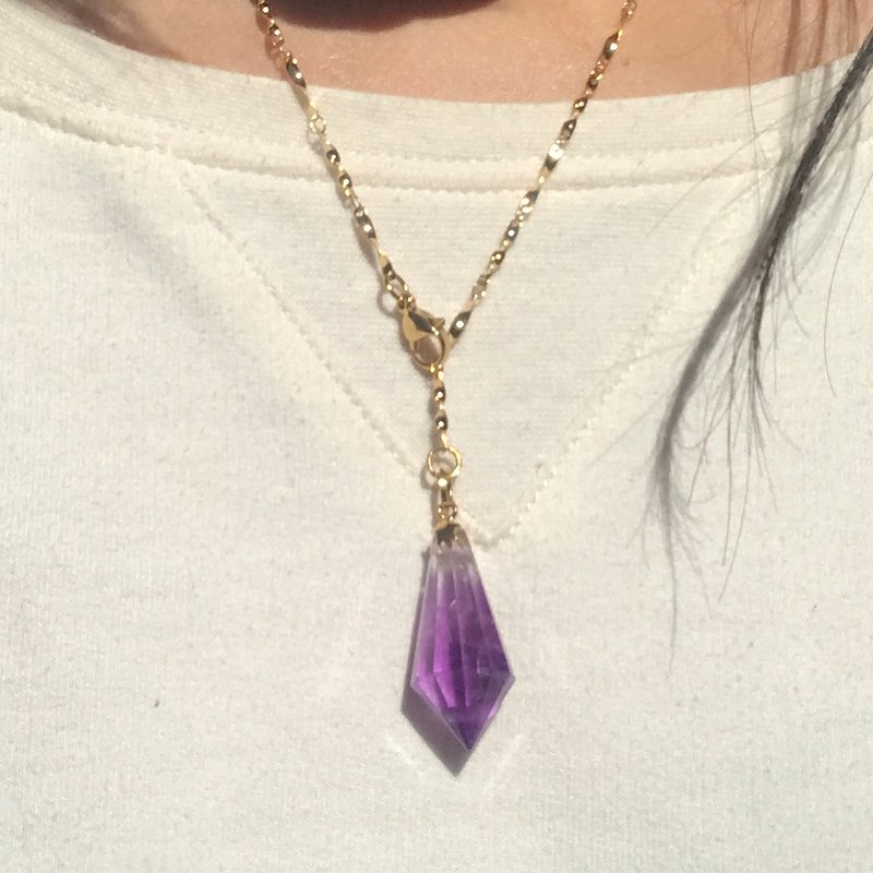 【Lost And Find】tinny size Natural Amethyst star necklace - Necklaces - Gemstone Purple