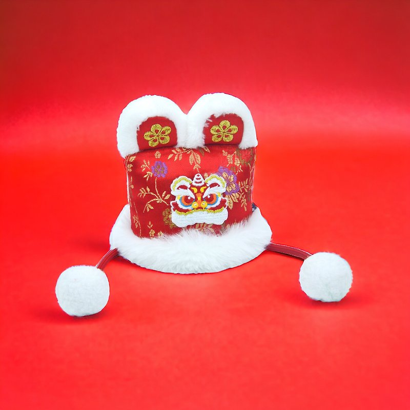 【MOMOJI】Pet Cap | Festival CNY | Dancing Lion - Clothing & Accessories - Polyester Red