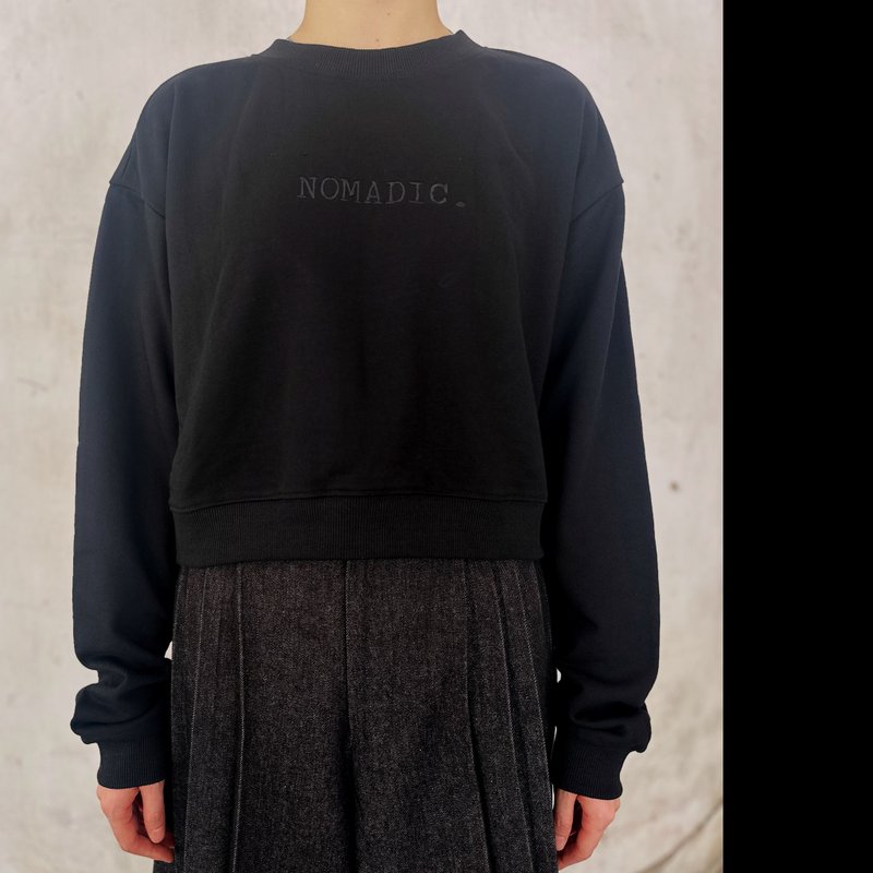 行走刺繡衞衣 - 其他 - 其他人造纖維 黑色