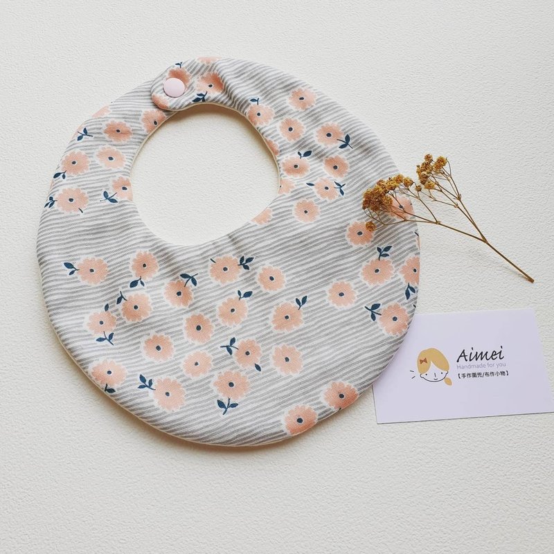 Double yarn vitality pocket/bib/saliva towel/BABY saliva pocket (small pollen-stripe) with a total of 8 layers of yarn - ผ้ากันเปื้อน - ผ้าฝ้าย/ผ้าลินิน 