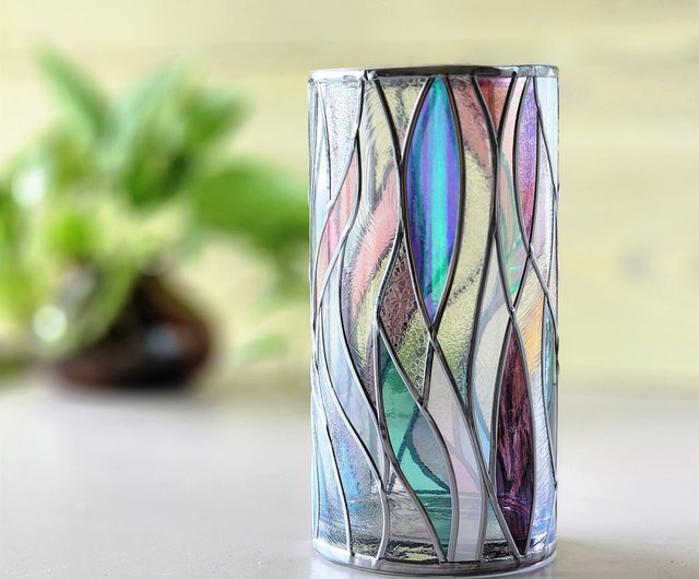 受注 アート 円柱形ガラス花瓶 光明 - ショップ GlassArt
