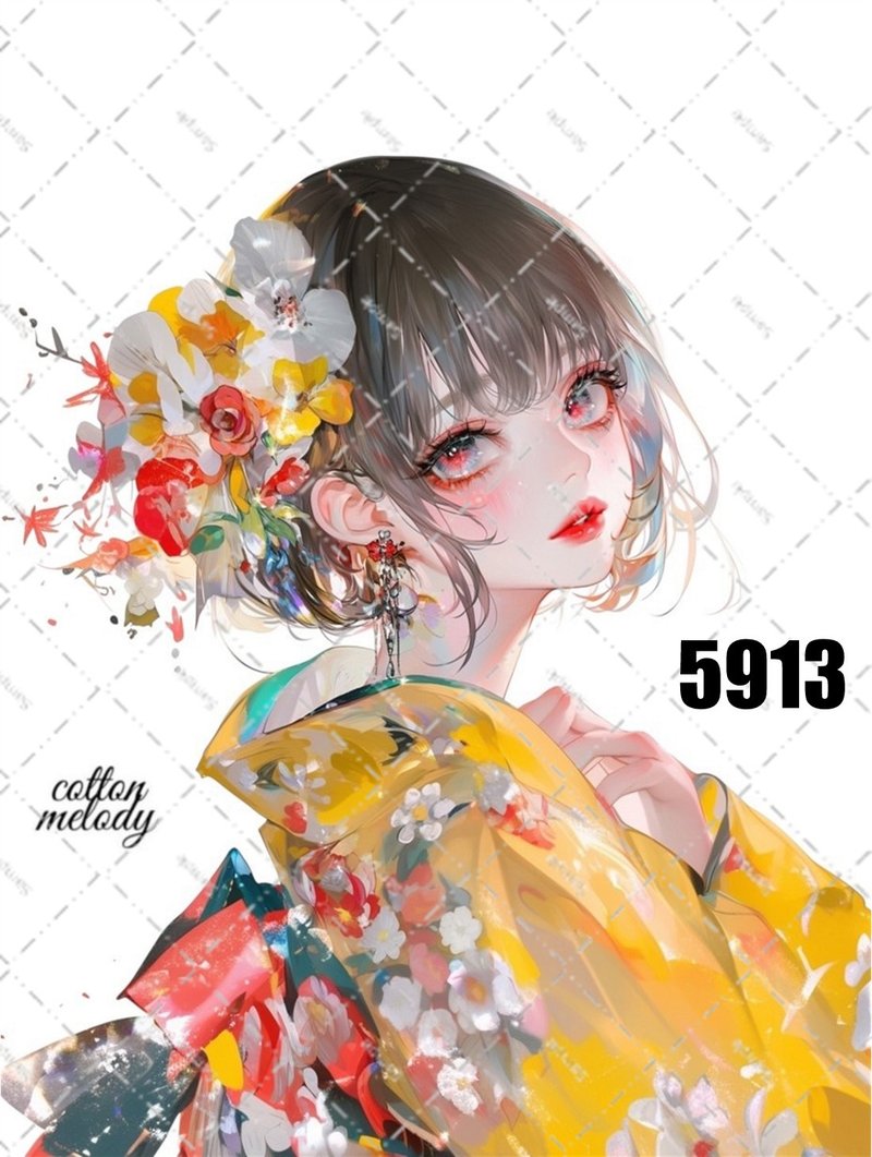 original sticker no.5913 人物ステッカー オリジナルステッカー 人物ステッカー 女の子ステッカー オリジナル人物ステッカー - 貼紙 - 紙 