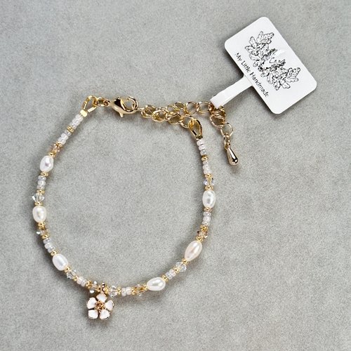 My Little Handmade 手作仔 天然淡水珍珠+施華洛世奇Swarovski水晶手鏈 JW166H-003