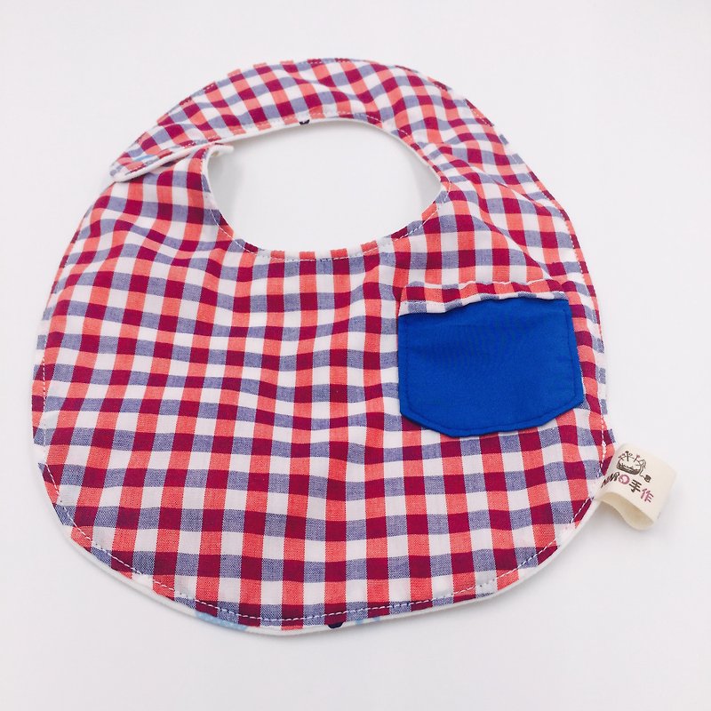 Plaid pocket shape bib double yarn design - Bibs - Cotton & Hemp Red