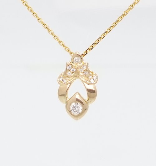 寶麗金珠寶 寶麗金珠寶-天然鑽石黃K金墜鍊