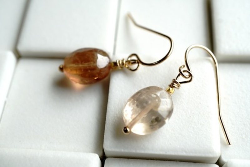 Pinkoi Proxy Purchase - Brown topaz single earrings - Earrings & Clip-ons - Gemstone 