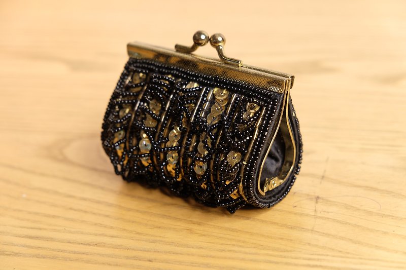 Black Beaded Bag - Coin Purses - Other Materials Black