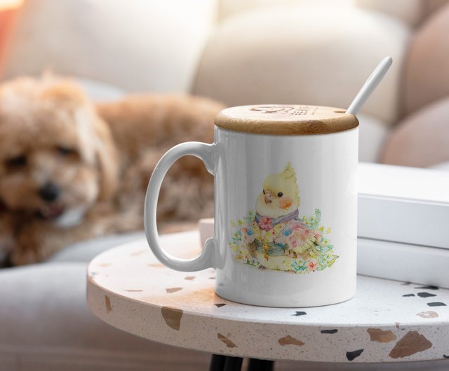 Ceramic Mug with Wooden Lid Yellow