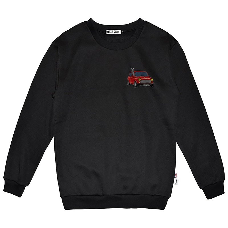 British Fashion Brand -Baker Street- Little Stamp:Driving Alpaca Sweatshirt - เสื้อฮู้ด - ผ้าฝ้าย/ผ้าลินิน สีดำ
