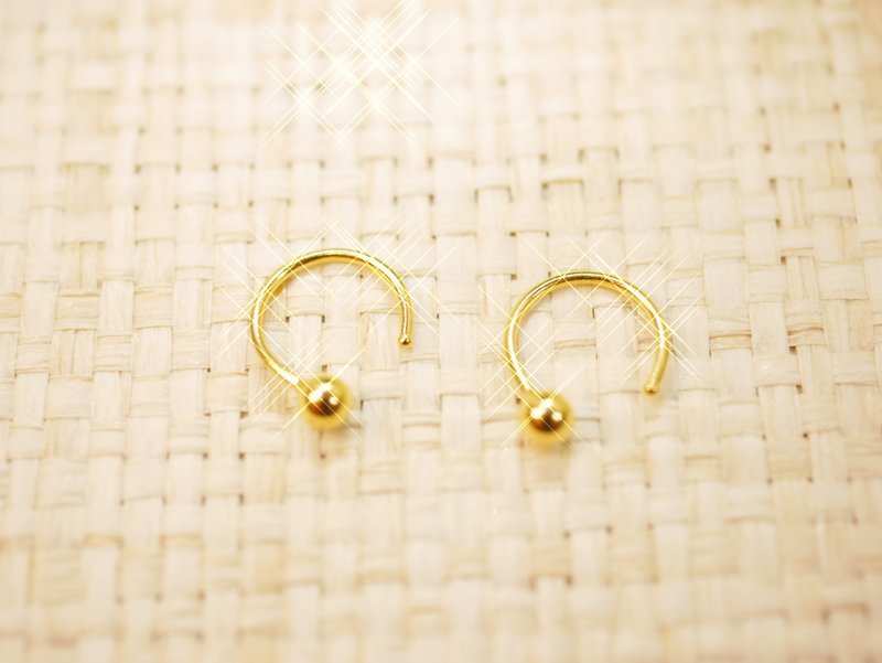 Gold earrings-half circle bead earrings-gold 9999 - Earrings & Clip-ons - 24K Gold Gold