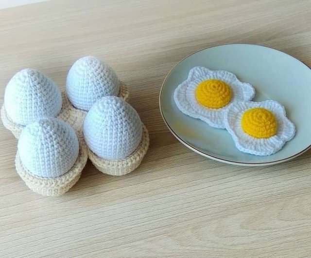 かぎ針編みの食べ物の卵、キッチンの赤ちゃんのおもちゃ ショップ ChikChik 知育玩具・ぬいぐるみ Pinkoi