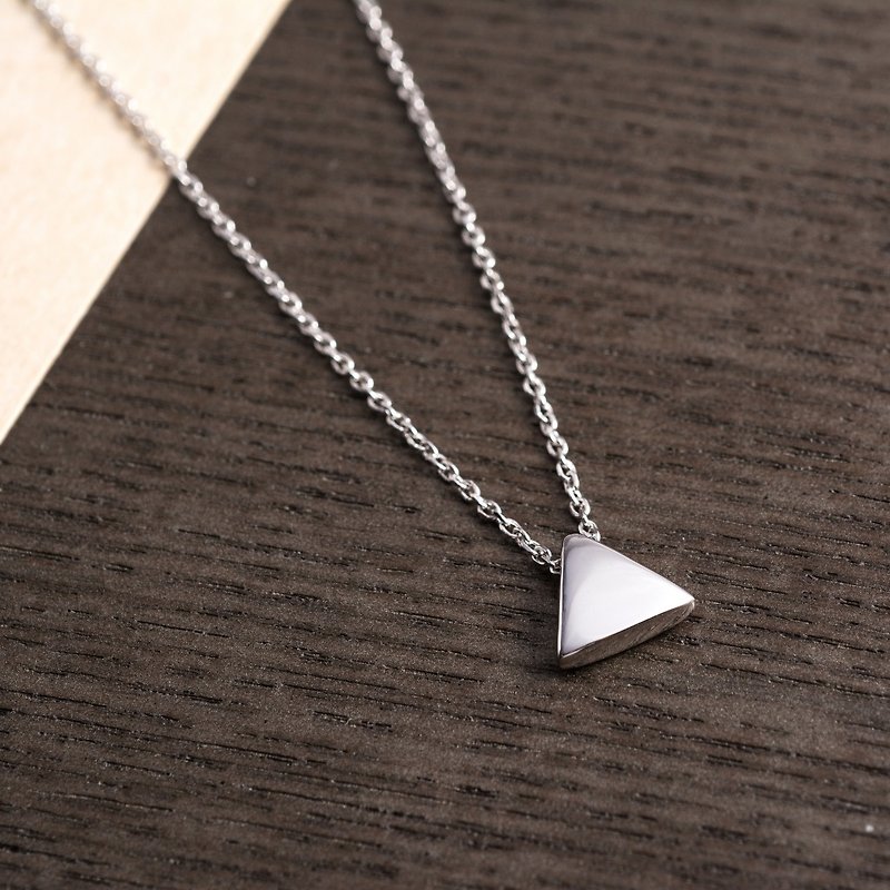 Geometric three-dimensional triangle pendant - Necklaces - Other Metals Silver