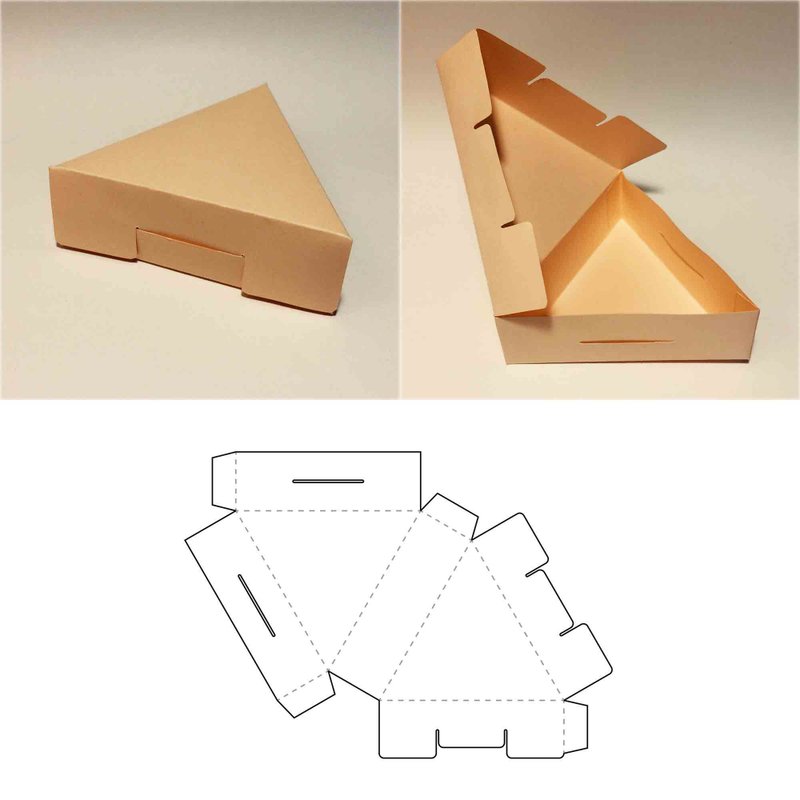 Triangle box template, triangle gift box, cake slice box, pizza slice box, PDF - 圖文模板設計 - 其他材質 