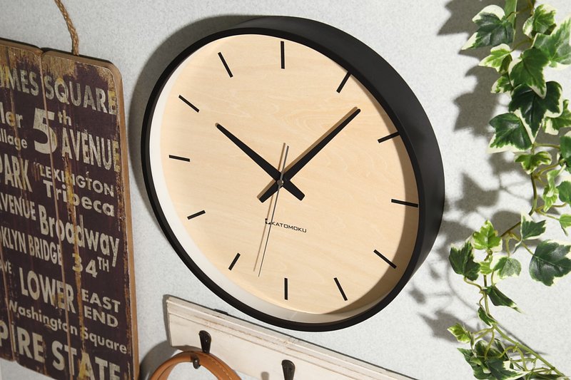 KATOMOKU plywood clock  black  plywood dial (km-50BK) wall clock  made in japan - Clocks - Wood Black