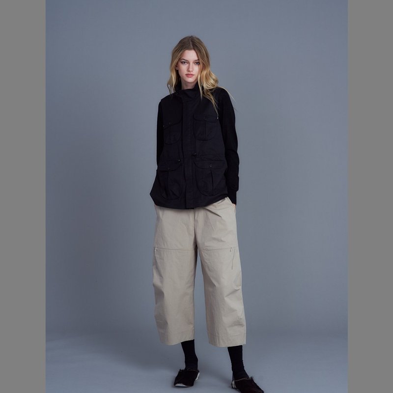 2202A02戶外休閒多口袋立領背心 - 背心/無袖上衣 - 棉．麻 