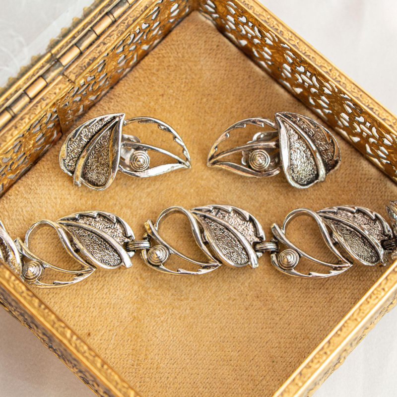 American Sarah Coventry brand 1959 antique Windsong series Clip-On bracelet set - Bracelets - Other Metals Silver