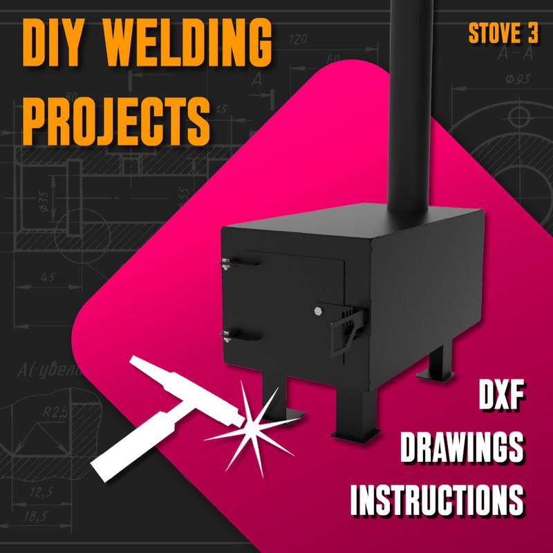 Welding Project Plans Drawings Stove 3 (DXF, PDF) - 圖文模板設計 - 其他材質 