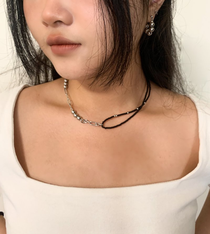 Folding series clavicle chain anti-allergic material two colors - Collar Necklaces - Stainless Steel Multicolor