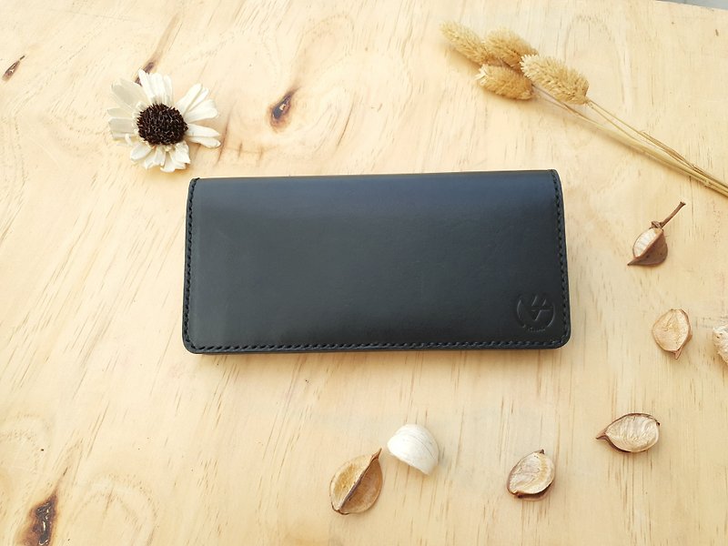 Long clip (vertical/horizontal card layer) (can hold 11 cards) │Vegetable tanned leather is hand-dyed and can be branded - Wallets - Genuine Leather Black