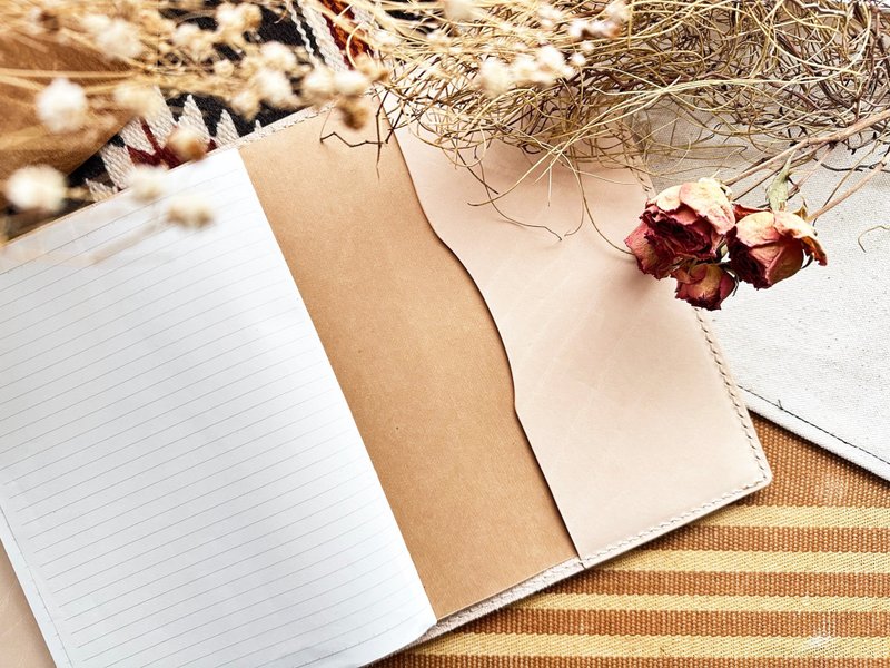 A5書套 好好縫 皮革DIY材料包 bookcover 書衣 筆記本套 DIY 文具 - 皮件/皮革 - 真皮 卡其色