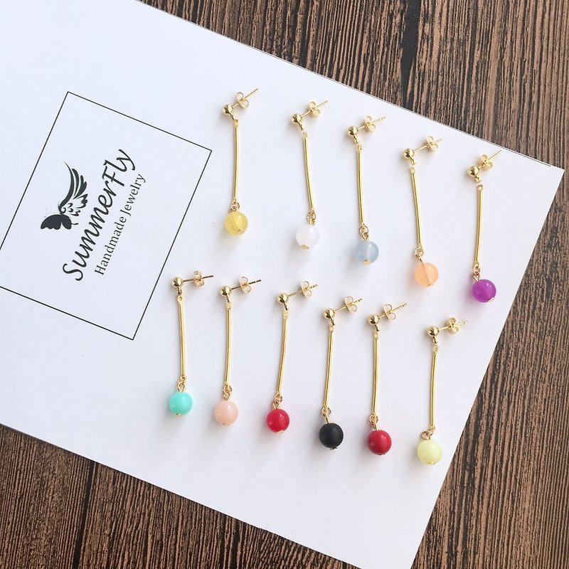[2 price! ] ❤️14k gilded copper! ❤️ ❤️ simple wild holiday specials! ❤️0.8cm ball earrings earrings long paragraph without pierced ear hook ear wire birthday gift exchange - ต่างหู - แก้ว หลากหลายสี