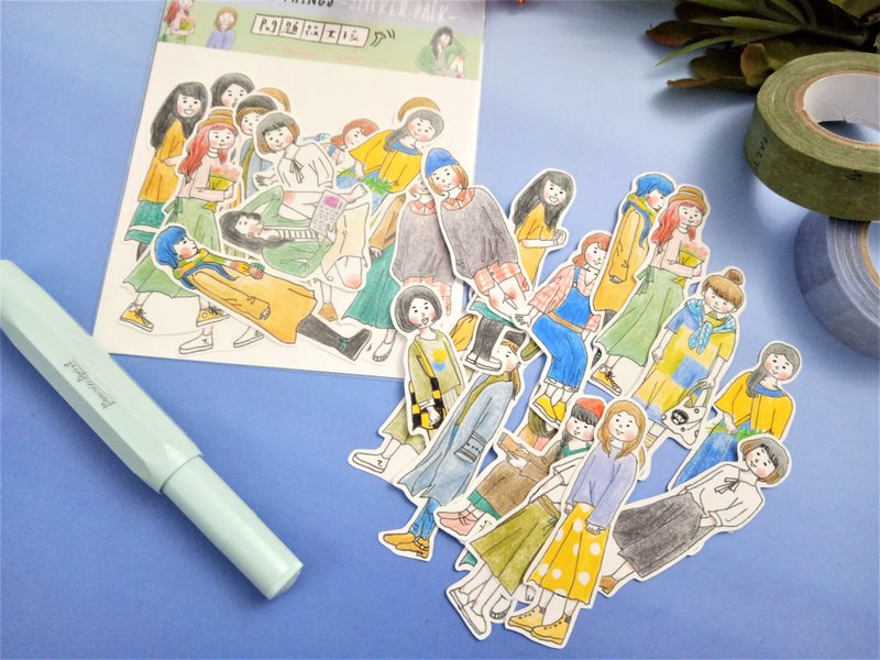 小確幸女孩貼紙組(16入) - 貼紙 - 紙 多色