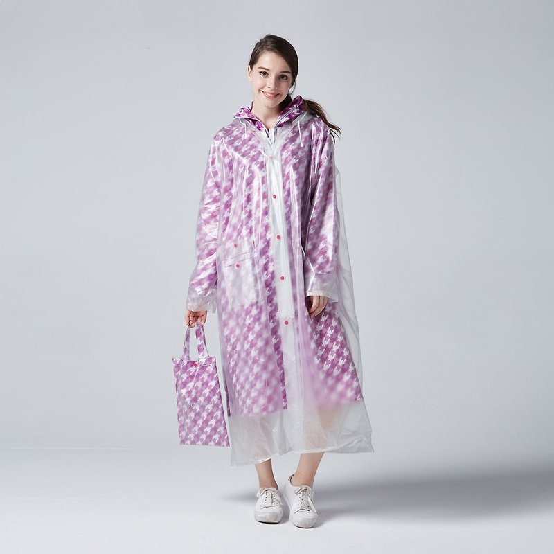 BAOGANI B04雙層雨衣-千鳥格(紫色) - 雨傘/雨衣 - 防水材質 紫色