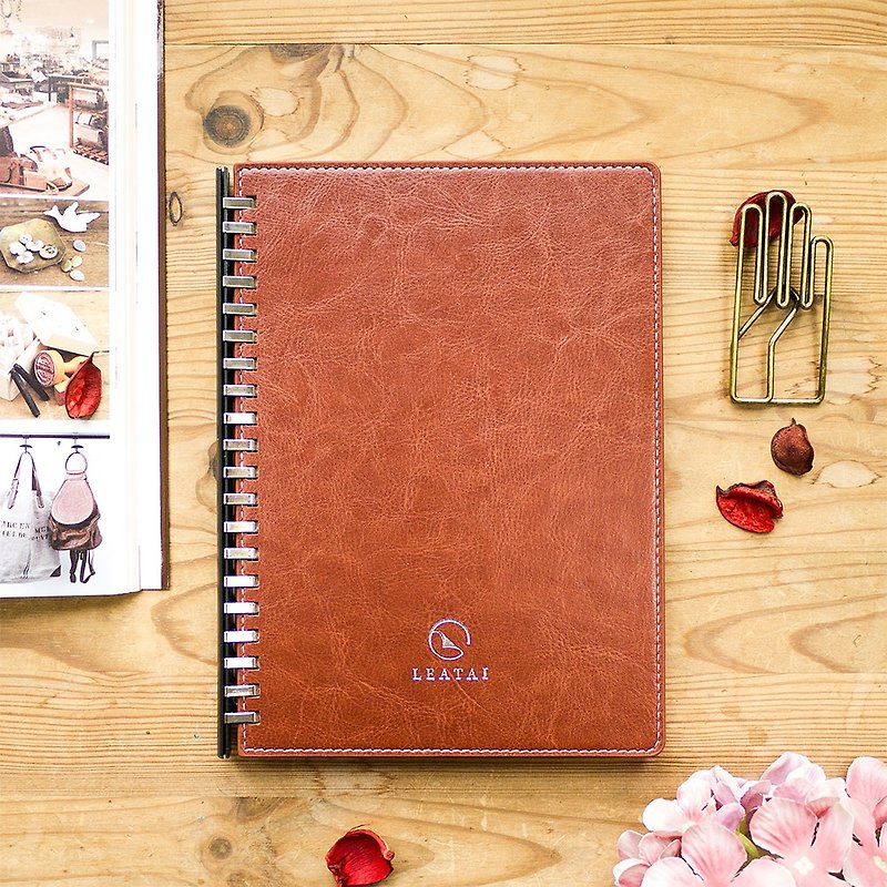 Peaceful。A5 Removable Binder Notebook with Plastic Slide - Burnt Umber - Notebooks & Journals - Paper Brown