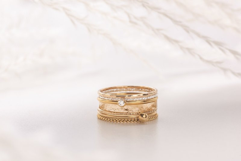 ASIA semainier ring set in 14k Gold-filled and 925 Sterling Silver - แหวนทั่วไป - เครื่องประดับ สีทอง