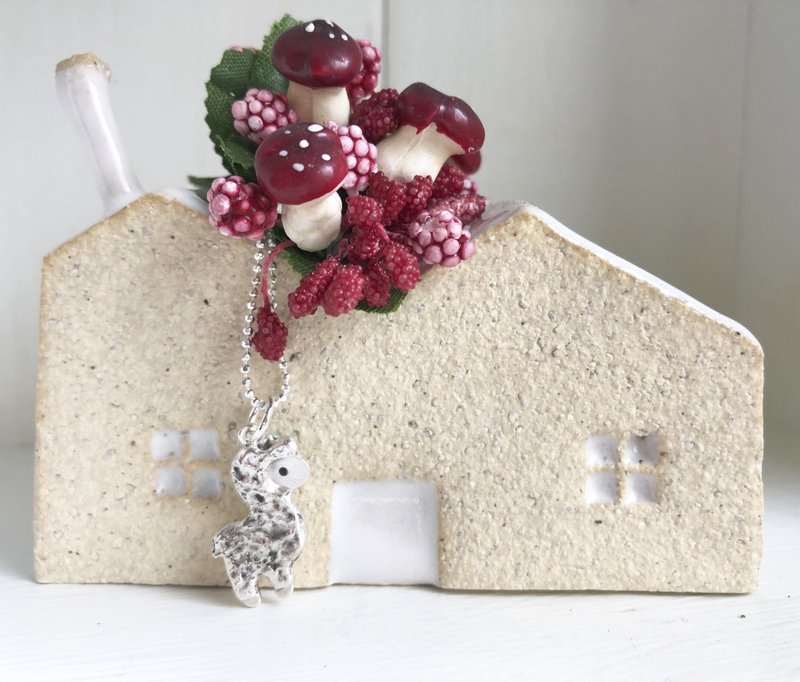 純銀**圖畫系列=羊駝小愛*向左看*/16~18吋純銀鏈** 純手作 - 項鍊 - 純銀 銀色