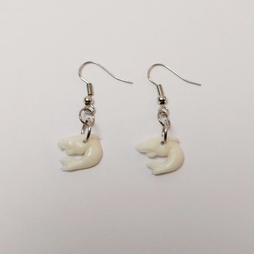 luckyhandmade246 Shark White Color Earring Handmade Air Dry Clay Eco Friendly Stainless Hook