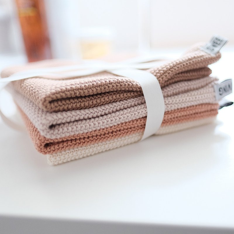 Cotton tea towel multi-purpose knitted square towel absorbs water and does not shed lint kitchen scouring pad baby - ผ้าขนหนู - ผ้าฝ้าย/ผ้าลินิน 