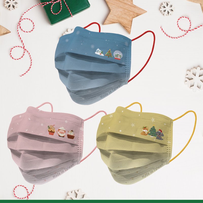 聖誕系列成人醫用口罩 雪花點點款–30入/盒 - 口罩/口罩收納套 - 其他材質 多色