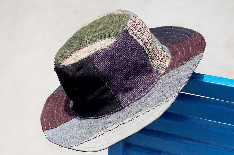 Christmas gift ethnic mosaic of hand-woven cotton hat / knitted hat / hat / visor - Blue Highway travel hand-woven cotton (limit one) - Hats & Caps - Cotton & Hemp Multicolor