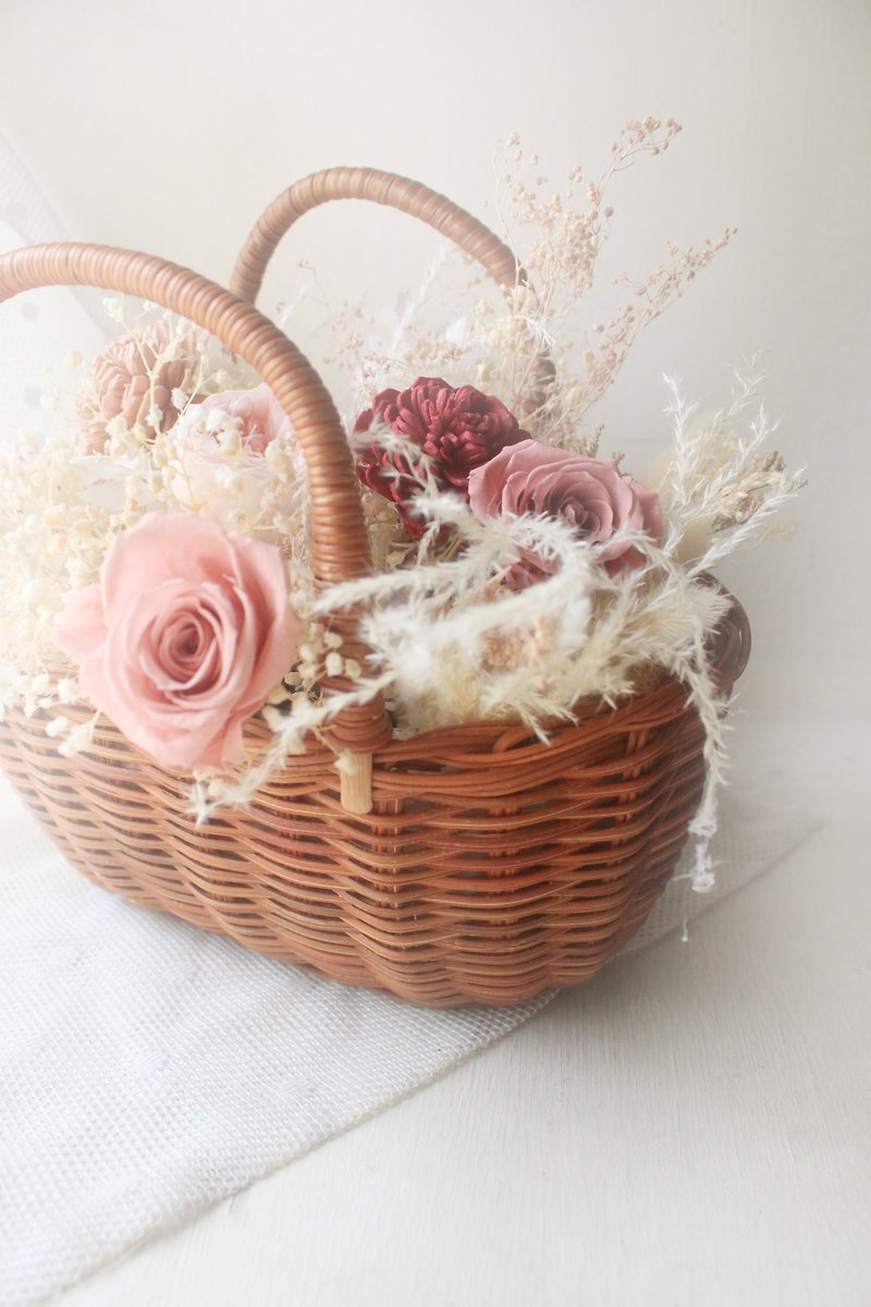 Time Light and Shadow Classical Flower Basket - Dried Flowers & Bouquets - Plants & Flowers Pink