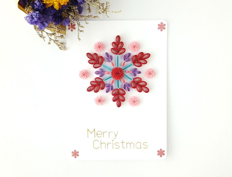 Hand made decorative cards-Christmas snowflakes - การ์ด/โปสการ์ด - กระดาษ สีแดง