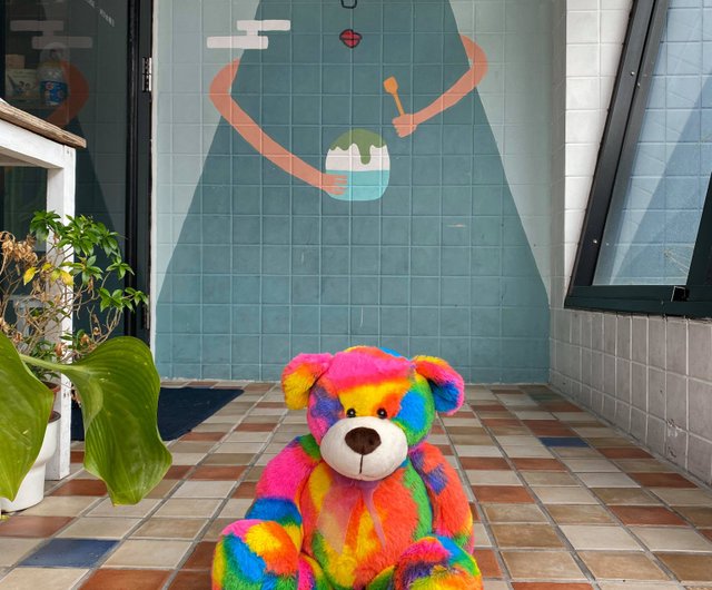 giant rainbow teddy bear