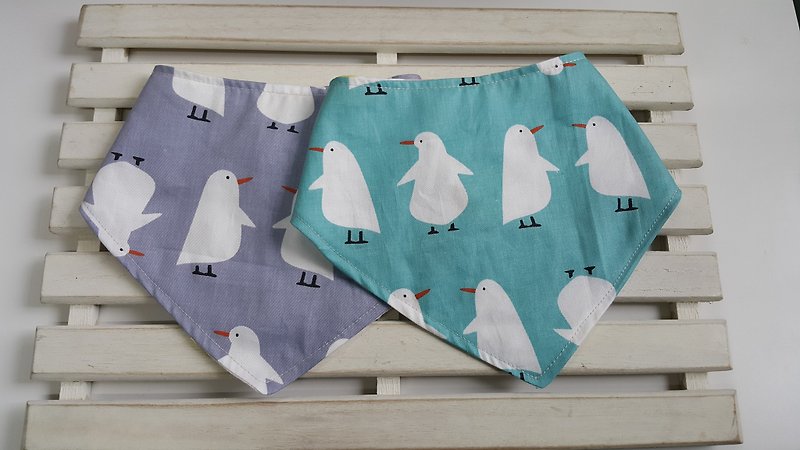 Baby penguin sided triangle scarf / bibs [DM170304] - Bibs - Cotton & Hemp Multicolor
