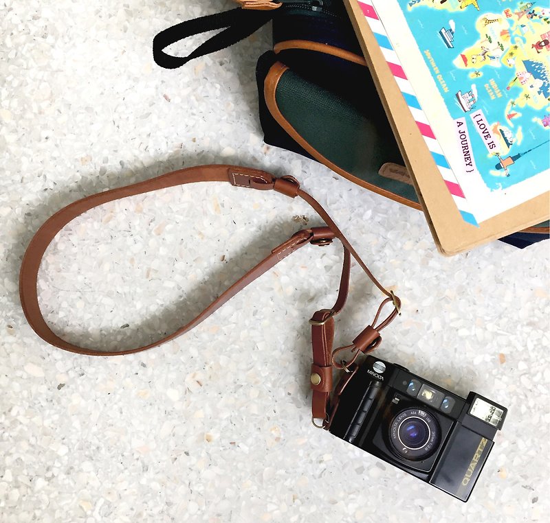 Ochre leather camera strap - Camera Straps & Stands - Genuine Leather Brown
