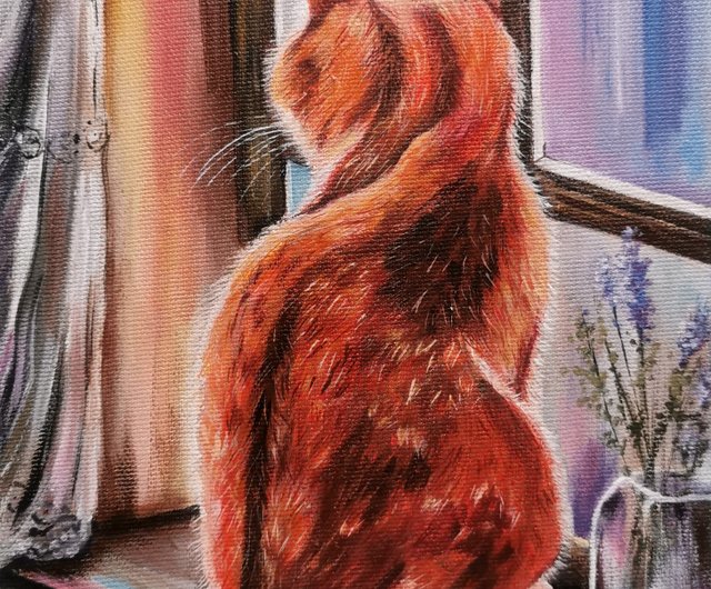 アート　ネコ絵　貼り絵　作者サイン付き　アクリル画　赤い額縁 アート ネコ絵 貼り絵 作者サイン付き アクリル画 赤い額縁