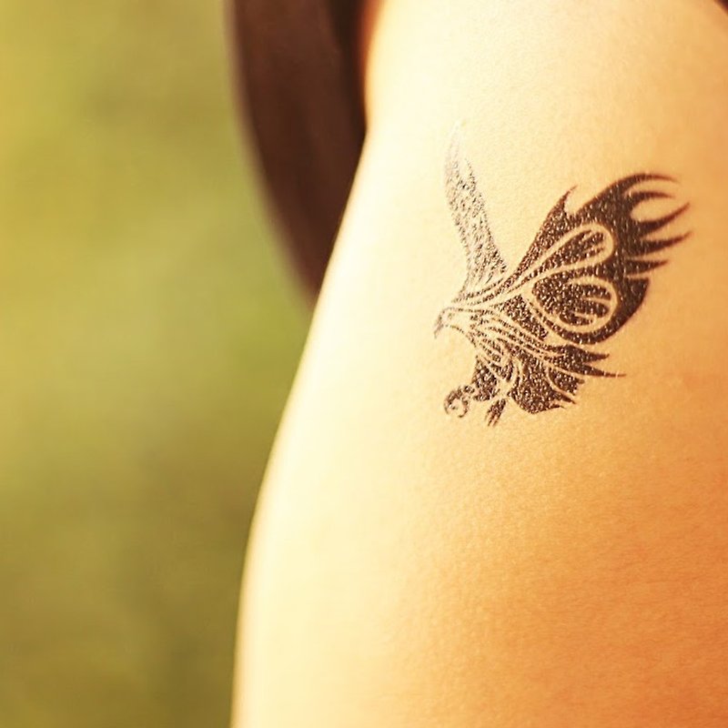 Tribal Eagle Temporary Fake Tattoo Sticker (Set of 2) - OhMyTat - Temporary Tattoos - Paper Black