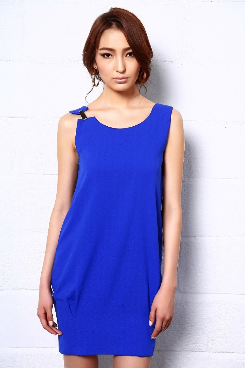 Desert Gems Slip Dress In Cobalt Blue - กระโปรง - เส้นใยสังเคราะห์ สีน้ำเงิน