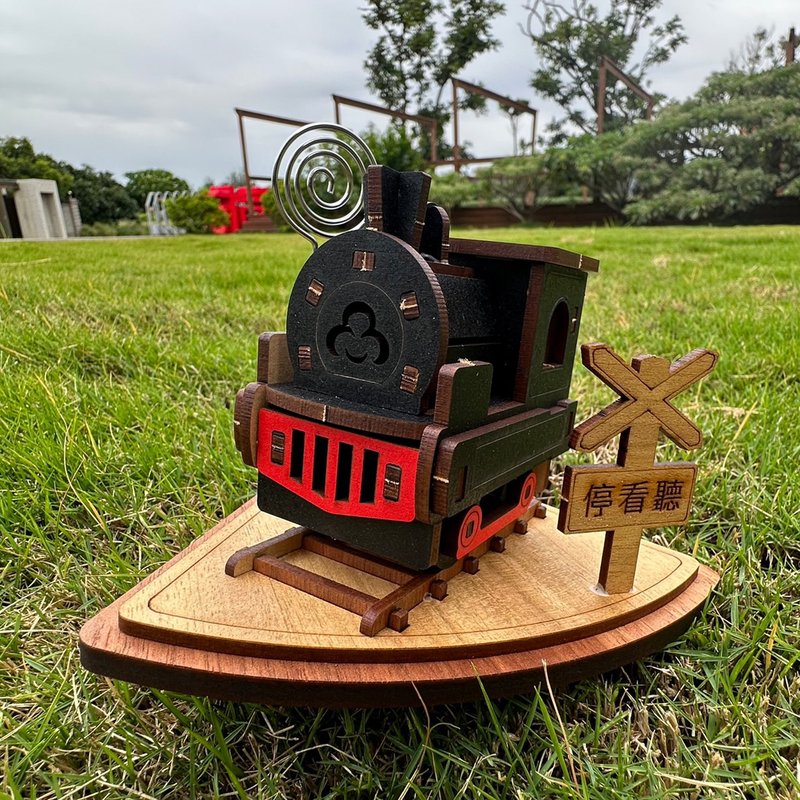 [Handmade DIY] Steam train message/business card holder model decoration table storage - Wood, Bamboo & Paper - Wood Brown