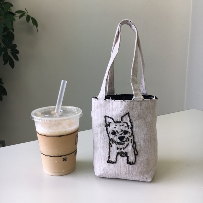 Cafe bag Yorkie - Handbags & Totes - Cotton & Hemp Khaki