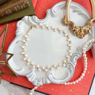 Gold / Freshwater pearl constellations / Pearl choker necklace SV147GWH