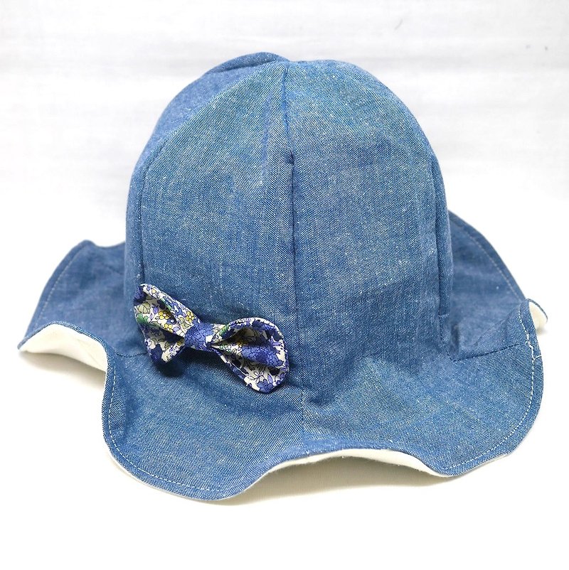 Tulip hat / with ribbon - スタイ - コットン・麻 ブルー
