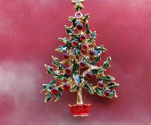 ヴィンテージジュエリー西洋アンティーク装飾品ヒイラギクリスマス